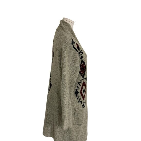 Debut size medium knit cardigan open front pockets Aztec tribal Southwestern - Picture 3 of 9